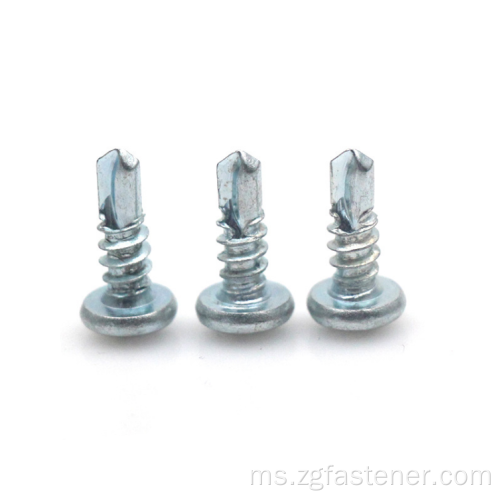 DIN7504N BLUE WHITE ZINC CROSSED PAN HEAD HEAD SCREW GRILLING